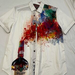 Robert Graham Red and White Abstract Button-Up Shirt
